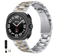 KUTEWEU Metal Bracelets Compatible con Samsung Galaxy Watch 7 Ultra 47mm Smartwatch, Metal sin brecha Dcero Inoxidable Correa de Reloj para Samsung Galaxy Watch7 Ultra 47mm (Plata Oro Plata)