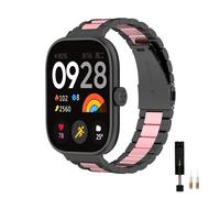 KUTEWEU Metal Bracelets para Xiaomi Redmi Watch5/Redmi Watch4 Watch Bracelet, Metal sin brecha Dcero Inoxidable Correa de Reloj para Redmi Watch5 eSIM/Xiaomi Band 9Pro Smart Watch (Negro Rosa Negro)
