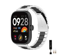 KUTEWEU Metal Bracelets para Xiaomi Redmi Watch5/Redmi Watch4 Watch Bracelet, Metal sin brecha Dcero Inoxidable Correa de Reloj para Redmi Watch5 eSIM/Xiaomi Band 9Pro Smart Watch (Plata Negro Plata)
