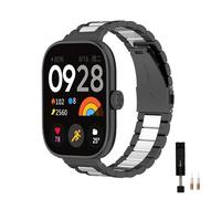 KUTEWEU Metal Bracelets para Xiaomi Redmi Watch5/Redmi Watch4 Watch Bracelet, Metal sin brecha Dcero Inoxidable Correa de Reloj para Redmi Watch5 eSIM/Xiaomi Band 9Pro Smart Watch (Negro Plata Negro)
