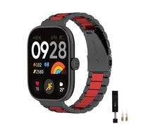 KUTEWEU Metal Bracelets para Xiaomi Redmi Watch5/Redmi Watch4 Watch Bracelet, Metal sin brecha Dcero Inoxidable Correa de Reloj para Redmi Watch5 eSIM/Xiaomi Band 9Pro Smart Watch (Negro Rojo Negro)