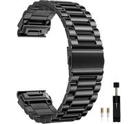 KUTEWEU Metal Correa Compatible con Fenix 7/Fenix 6/Fenix 5, Acero Inoxidable Quick-Fit Pulsera de Repuesto para Forerunner 955/945/935/Fenix 7 Solar/Fenix 6 Pro Smartwatch Accesorios (Negro)