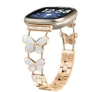 KUTEWEU Metal Correa Compatible con Fitbit Versa 4/Versa 3 Brazalete, Femenino Quick-Fit Pulsera de Repuesto Acero inoxidable Strap para Fitbit Sense 2/Sense Smartwatch Accesorios (Oro Rosa-A)