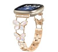 KUTEWEU Metal Correa Compatible con Fitbit Versa 4/Versa 3 Brazalete, Femenino Quick-Fit Pulsera de Repuesto Acero inoxidable Strap para Fitbit Sense 2/Sense Smartwatch Accesorios (Oro Rosa)