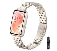 KUTEWEU Metal Correa para Huawei Band 11 Pro Watchband, Quick-Fit Pulsera de Repuesto Acero inoxidable Strap para Huawei Band 10 9 8 Smartwatch Accesorios (Beis, HuaweiBand10/9/8)