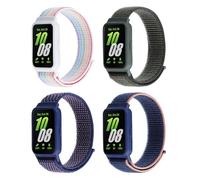 KUTEWEU Nylon Correa con Funda para Samsung Galaxy Fit 3 SM-R390, Correa de Repuesto Elásticas Pulsera de Trenzadas Correa para Samsung Galaxy Watch Fit3 SM-R390 (Color+Verde+Azul+Azul Oscuro)