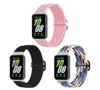 KUTEWEU Nylon Correa para Samsung Galaxy Fit 3 SM-R390, Correa de Repuesto Elásticas Pulsera de Trenzadas Correa para Samsung Galaxy Fit 3 SM-R390 Fitness Tracker (Rosa+Negro+Denim)
