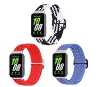 KUTEWEU Nylon Correa para Samsung Galaxy Fit 3 SM-R390, Correa de Repuesto Elásticas Pulsera de Trenzadas Correa para Samsung Galaxy Fit 3 SM-R390 Fitness Tracker (Negro Blanco+Rojo+Azul)