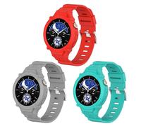 KUTEWEU Silicona Correa Compatible con Vivo Watch 5 Watchband con Funda, Correas de Repuesto de Ajustable de Deportivo Band para VIVO Watch 3 Bracelet Smartwatch Accesorios (Rojo+Gris+Verde)