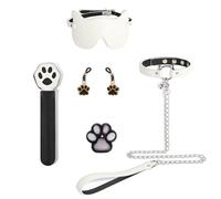 Kutocesy Bondage Set BDSM Bondage Juguetes Sexuales Para Parejas Sexo Extremo Cama Ajustable Cuero Látigo Venda Para Los Ojos (White)