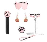 Kutocesy Bondage Set BDSM Bondage Juguetes Sexuales Para Parejas Sexo Extremo Cama Ajustable Cuero Látigo Venda Para Los Ojos (Pink)