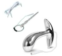 Kutocesy Electroshock Penisplug Plug Anal Set Acero Inoxidable Dilatador Uretral Anal Dilatadores Para Hombres Estimulación Prostática Juguetes Sexuales (S)
