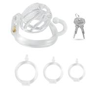 Kutocesy Jaula de Castidad Set con 4 Anillos Pene Resina Pene Jaula Juguete Sexual para Hombres Jaula de Castidad Hombres Jaulas Pequeñas SM Bondage Fetiche Juguete Sexual Hombre Parejas Extreme (L)