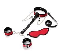 Kutocesy Kit BDSM Con Collar Esposas Pinzas Pezones Antifaz Cintas Ajustables Bondage Set Juguetes Sexuales Pareja Para Juego Adulto