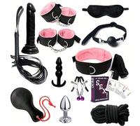 Kutocesy Sex Bondage Set 13 Piezas Kit Bondage Juego De Cartas Extremo Plug Anal Mascara Ocular Fusta Bdsm Juguetes Sexuales Para Parejas (Pink)