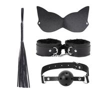 Kutocesy SM Bondage Set Esposas De Cuero Ajustable Máscara De Ojos Spanking Bondage Set Fetiche Cama Bondage Erótico Juguetes Sexuales Para Parejas