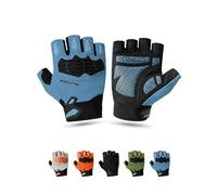 KUTOOK Guantes de Ciclismo MTB Bicicleta Montaña Hombres Mujeres Verano Medio Dedo sin Dedos con 5mm Palma Pad TPR SCR Proteger Touch-Screen Transpirable Elástico Antideslizante Azul L