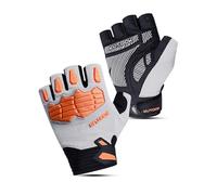 KUTOOK Guantes de Ciclismo MTB Bicicleta Montaña Hombres Mujeres Verano Medio Dedo sin Dedos con 5mm Palma Pad TPR SCR Proteger Touch-Screen Transpirable Elástico Gris&Naranja XL