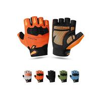 KUTOOK Guantes de Ciclismo MTB Bicicleta Montaña Hombres Mujeres Verano Medio Dedo sin Dedos con 5mm Palma Pad TPR SCR Proteger Touch-Screen Transpirable Elástico Antideslizante Naranja XL