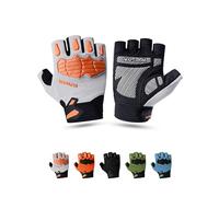 KUTOOK Guantes de Ciclismo MTB Bicicleta Montaña Hombres Mujeres Verano Medio Dedo sin Dedos con 5mm Palma Pad TPR SCR Proteger Touch-Screen Transpirable Elástico Gris&Naranja L