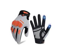 KUTOOK Guantes de Ciclismo MTB Montaña Hombres Dedos Largos con 5mm Palma Almohadilla TPR SCR Protect Touch-Screen Transpirable Antideslizante Amortiguación Gris&Naranja 2XL