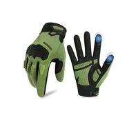 KUTOOK Guantes de Ciclismo MTB Montaña Hombres Dedos Largos con 5mm Palma Almohadilla TPR SCR Protect Touch-Screen Transpirable Antideslizante Amortiguación Verde 2XL