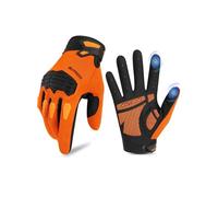 KUTOOK Guantes de Ciclismo MTB Montaña Hombres Dedos Largos con 5mm Palma Almohadilla TPR SCR Protect Touch-Screen Transpirable Antideslizante Amortiguación Naranja XL