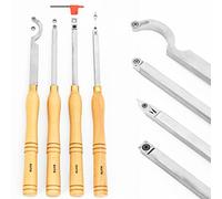 KUTR Herramientas profesionales de torneado de madera de tamaño completo para torno de carpintería, juego de 4 piezas, áspero resistente, acabados, detalladores y cuchillas de corte de repuesto, asas
