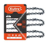 Kutrex Cadena de motosierra de 8 pulgadas, paso LP de 3/8 pulgadas, calibre 50 pulgadas, 33 eslabones de transmisión, paquete de 3 cadenas de repuesto de bajo retroceso para Craftsman, Worx, Ryobi,