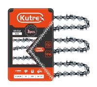 Kutrex Cadena de motosierra de 8 pulgadas, paso LP de 3/8 pulgadas, calibre 50 pulgadas, 33 eslabones de transmisión, paquete de 3 cadenas de repuesto de bajo retroceso para Craftsman, Worx, Ryobi,