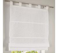 Kutti Estor Plegable 100% Lino Opaco Metis Crema con Trabillas, 120 * 140 cm, para Interiores, Baño, Comedor, Cocina, Water-resistant, Manual, con Trabillas, Lino, Crema