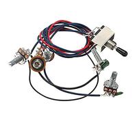 Kuuddker Equipo de ArnéS de Cableado de Fonocapores de Guitarra EléCtrica Lp 2T2V 500K Pots Interruptor de 3 VíAs con Enchufe para Doble Bobina Reemplazos de Guitarra Estilo, Tapa de Negra