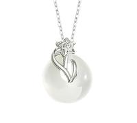 KUUFUUT Collar con Colgante para Mujer, Plata De Ley 925, Colgante De Doce Deidades Florales Guardianas con Calcedonia Blanca, Joyería para Mujer Y Niña, Regalo De Diciembre, Narciso