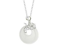 KUUFUUT Collar con Colgante para Mujer, Plata De Ley 925, Colgante De Doce Deidades Florales Guardianas con Calcedonia Blanca, Joyería para Mujer Y Niña, Regalo De Mayo, Flor De Granada