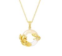 KUUFUUT Collar De Plata De Ley 925 para Mujer. Colgante con Doce Deidades Florales. Gargantilla con Incrustaciones De Calcedonia. Joyería Astrológica. Regalo De Cumpleaños para Niñas. Loto De Junio.