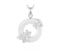 KUUFUUT Collares De Plata para Mujer, Plata De Ley S925, Collar con Colgante De Doce Deidades Florales, Joyería Protectora, Regalo De Cumpleaños para Novia, Madre, Esposa, Enero, Flor De Ciruelo