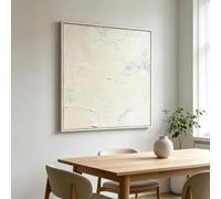 KUUFUUT Pintura Al Óleo Abstracta Moderna De Estilo Wabi-Sabi Color Crema Pintada A Mano Sobre Lienzo En Tonos Lisos para Decoración De Comedor Y Sala De Estar, 120 X 120 Cm (47 X 47 Pulgadas).