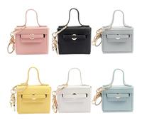KuuGuu 6 llaveros pequeños para mochila, bolsa de maquillaje, bonita cartera de piel sintética, bolsa para lápiz labial, tarjetero, organizador de cables de datos, accesorios para mujeres y niñas