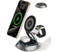 Kuulaa Mag-Safe Estación de Carga 3 en 1 para iPhone, Cargador Inalámbrico para Apple, Cargador Inalámbrico Rápido, Magsafe Estación de Carga para iPhone 15 14 13 12 Pro y Apple Watch 9 8 7 6 SE 5 4 3