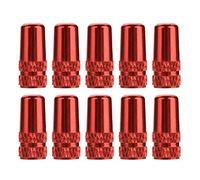 Kuuleyn 10 Pack Valve Stem Caps, Aluminum Bicycle Tire Valve Dust Covers, Screw on Air Caps for Road Bike Mountain Bike Cycling (Roja)