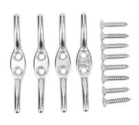 Kuuleyn 2 piezas de cornamusa para barco, herrajes de fundición plateada, gancho para cornamusa para asta de bandera, gancho para cornamusa de fijación de cuerda de acero