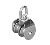 Kuuleyn 32mm/1.3in Marine Pulley,304 Stainless Steel Double Wheel Roller,250kg Loading Lifting Rope Block M32 Pulley Pulley Block for Yachts Speedboats