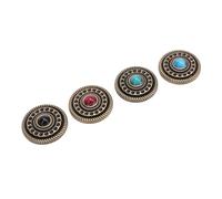Kuuleyn 4 pièces boutons en métal vintage boutons à tige ronde avec vis pierres artificielles noir rouge sarcelle pour vêtements sacs chaussures bandeaux broches bricolage