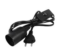 Kuuleyn Cable del cordón de la lámpara Colgante, Interruptor del Cable del cordón del zócalo de la Bombilla de luz Pendiente de 1Pc E27(UE Negra)