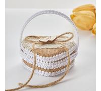 Kuuleyn Caja para anillos de confesión del día de San Valentín de 10 × 9,5 cm, soporte para anillos de boda, cesta de arpillera, almohada de mano para niña de las flores de boda, (A)