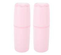 Kuuleyn Copa de Cepillo de Dientes, Kit de Caja de Soporte de Cepillo de Dientes de Viaje, versátil con Estilo portátil Pasta de Dientes portátil para Viaje de Negocios al Aire (Rosa)