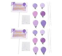 Kuuleyn Happy Birthday Cake Topper Set Girl Letter Paper Card Inserts with Balloon Card Boards Metal Strips Connectors for Dessert Decoration Birthday Party Supplies (Purple)