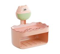 Kuuleyn Holder, Dish, Soap Saving Cute Wall Mounted Double Layer Suction Cup Soap Draining Rack for Bathroom Kitchen (Rosa)