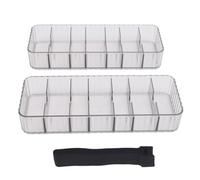 Kuuleyn Juego de 2 Cajas apilables de gestión de Cables de acrílico Transparente con 20 Bridas para Cables con 7 Compartimentos para organizar Accesorios electrónicos para la