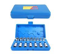 Kuuleyn Juego de vasos de puntas, 16 piezas Juego de puntas de vaso hexagonales de 1/2 pulgada Manga Estrella Tipo T Macho Tipo E Hembra Herramienta de reparación